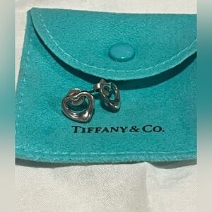 Tiffany & Co. Sterling Silver Heart Studs with Blue Pouch